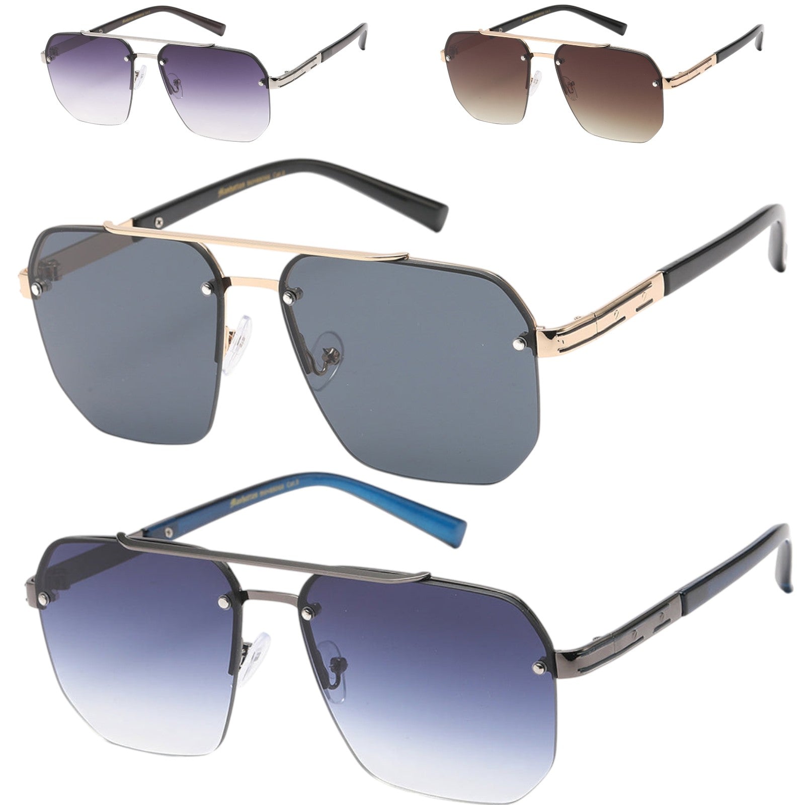 Semi Rimless Aviator Sunglasses Retro Aviator Sunglasses With Flat