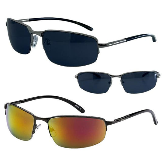 Men's Wrap around sports Semi-Rimless Xloop Mirrored Sunglasses
