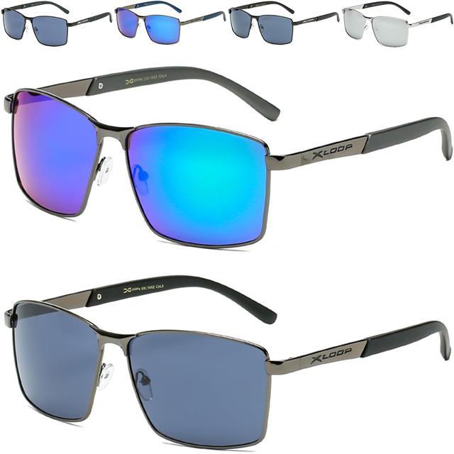 Mirrored Oversized Men's sports Xloop Pilot Metal Sunglasses