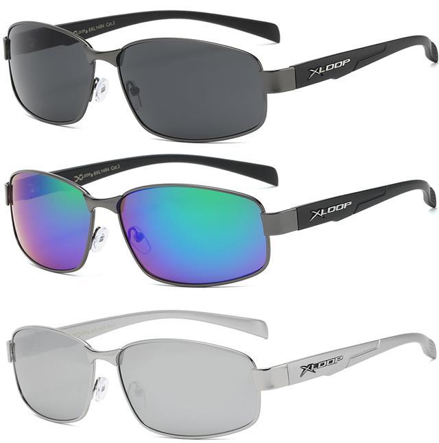 Mirrored Oversized Men's sports Xloop Pilot Metal Sunglasses