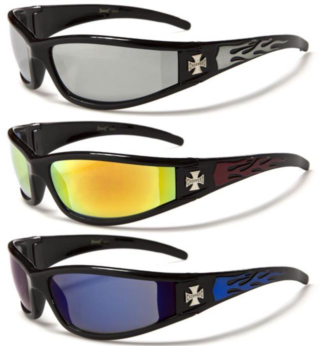 Men's Choppers Wrap Around Sunglasses with Flame Print