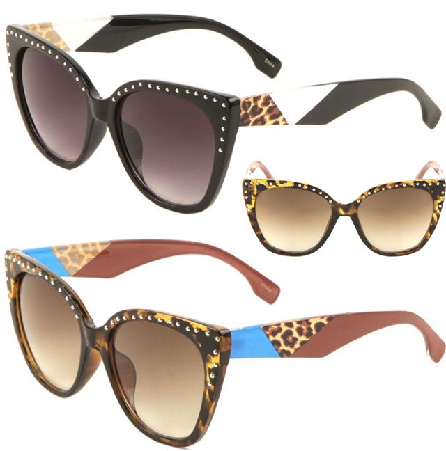 Designer Leopard Animal Print Cat Eye Retro Womens Sunglasses