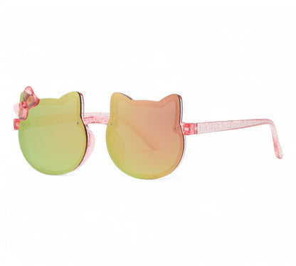 Girl's Children's Cartoon Round Cat Sunglasses with bow