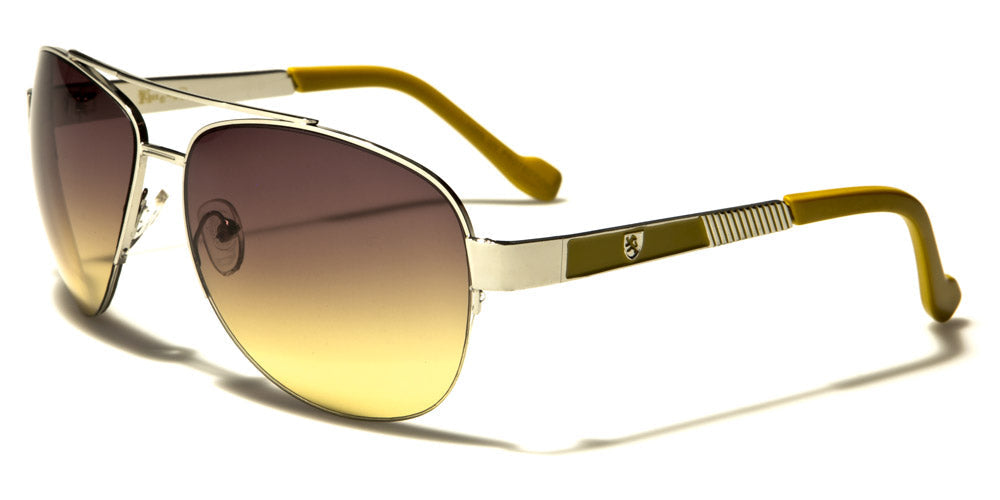 Khan Semi-Rimless Pilot Sunglasses – UV400 Gradient Colour Lens Small Frame Men’s Shades Khan 6A778176-41E9-48F5-97F9-64E92223A336 Yellow silver smoke yellow gradient {{ color }}