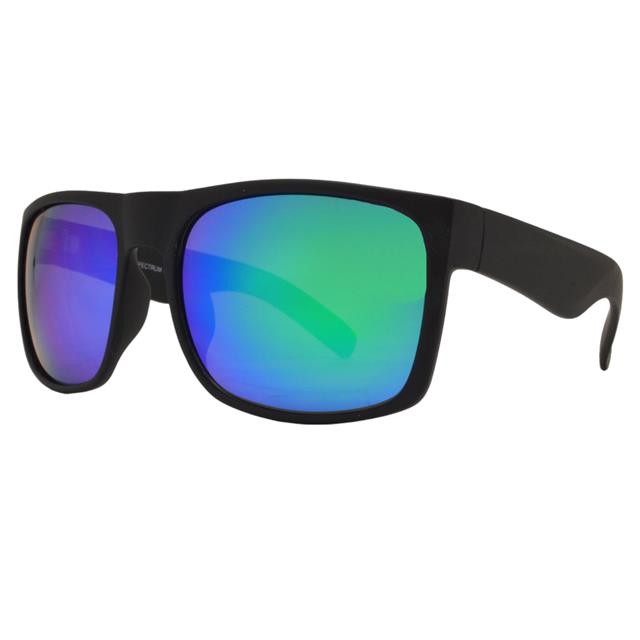 Mens Oversized black wayfarer sunglasses Large flat top frame with super dark lens UV400 Matt Black Green Mirror Lens