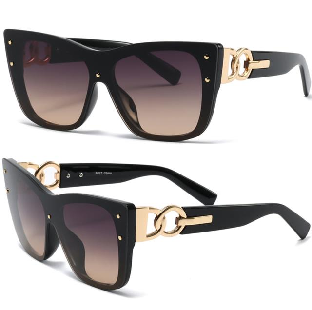 Womens Retro Oversized Cat Eye Sunglasses Chunky Frame with Chain Link Temples Black Gold Pink & Brown Gradient Lens Unbranded 8027a1_a63bb927-b63a-4ec4-94d0-82c51a9756f1