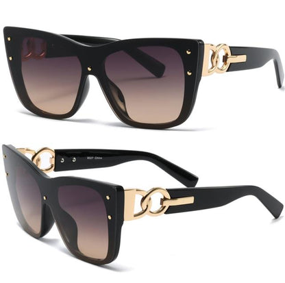 Womens Retro Oversized Cat Eye Sunglasses Chunky Frame with Chain Link Temples Black/Gold/Pink & Brown Gradient Lens Unbranded 8027a1_a63bb927-b63a-4ec4-94d0-82c51a9756f1