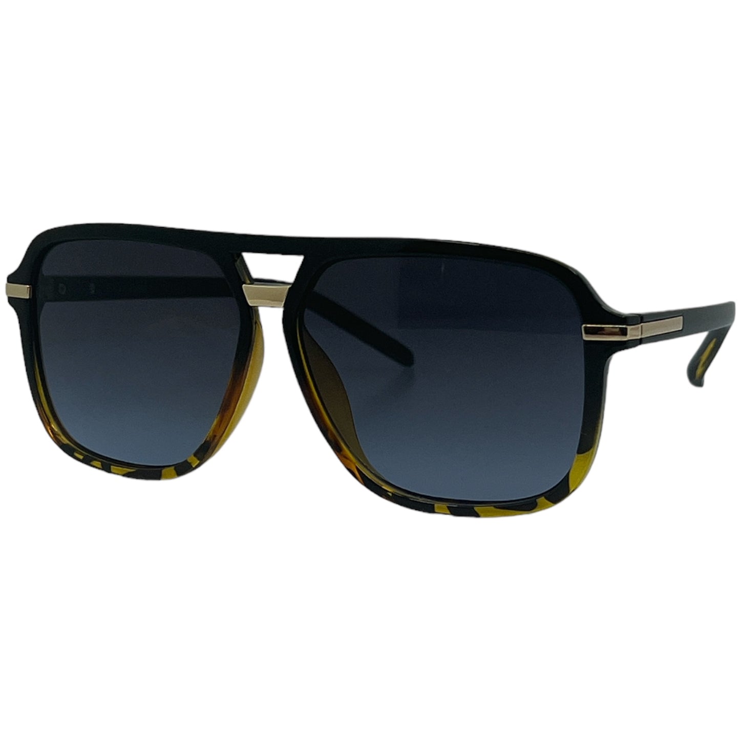 Men's Designer Large Luxury Pilot Sunglasses with double Bridge Tortoise & Black Smoke Lens Unbranded 8960-black_and_tortoise_pilot_sunglasses_2