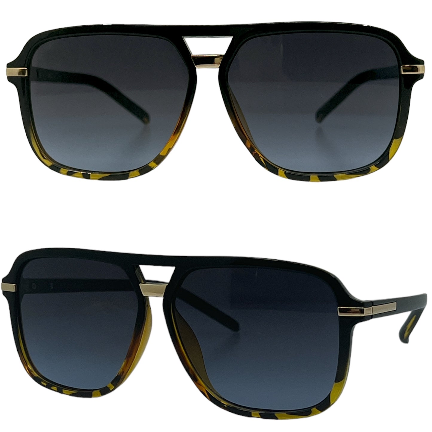 Men's Designer Large Luxury Pilot Sunglasses with double Bridge Unbranded 8960-blackandtortoisepilotsunglasses_1