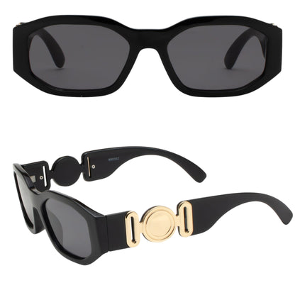 Thick Rim inspired Geometrical Sunglasses with Metal Accents