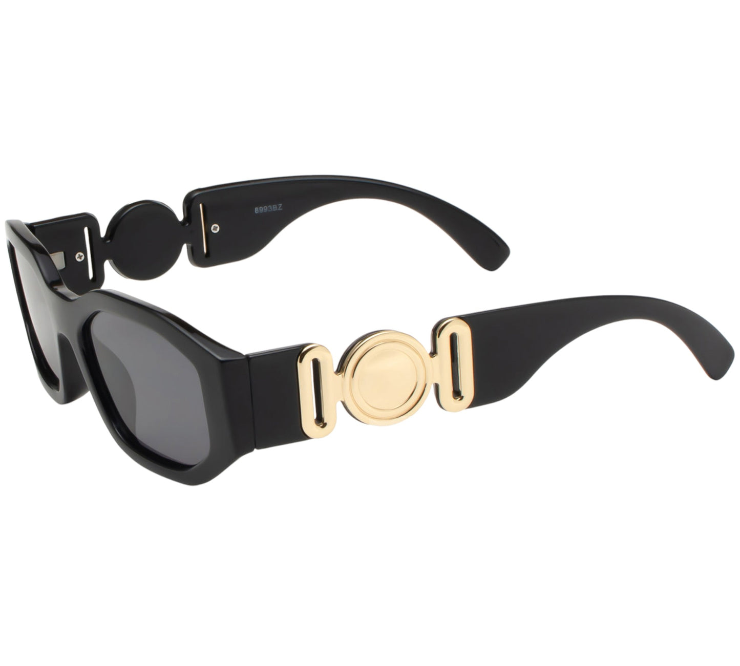 Thick Rim inspired Geometrical Sunglasses with Metal Accents