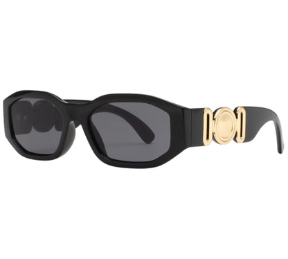 Thick Rim inspired Geometrical Sunglasses with Metal Accents