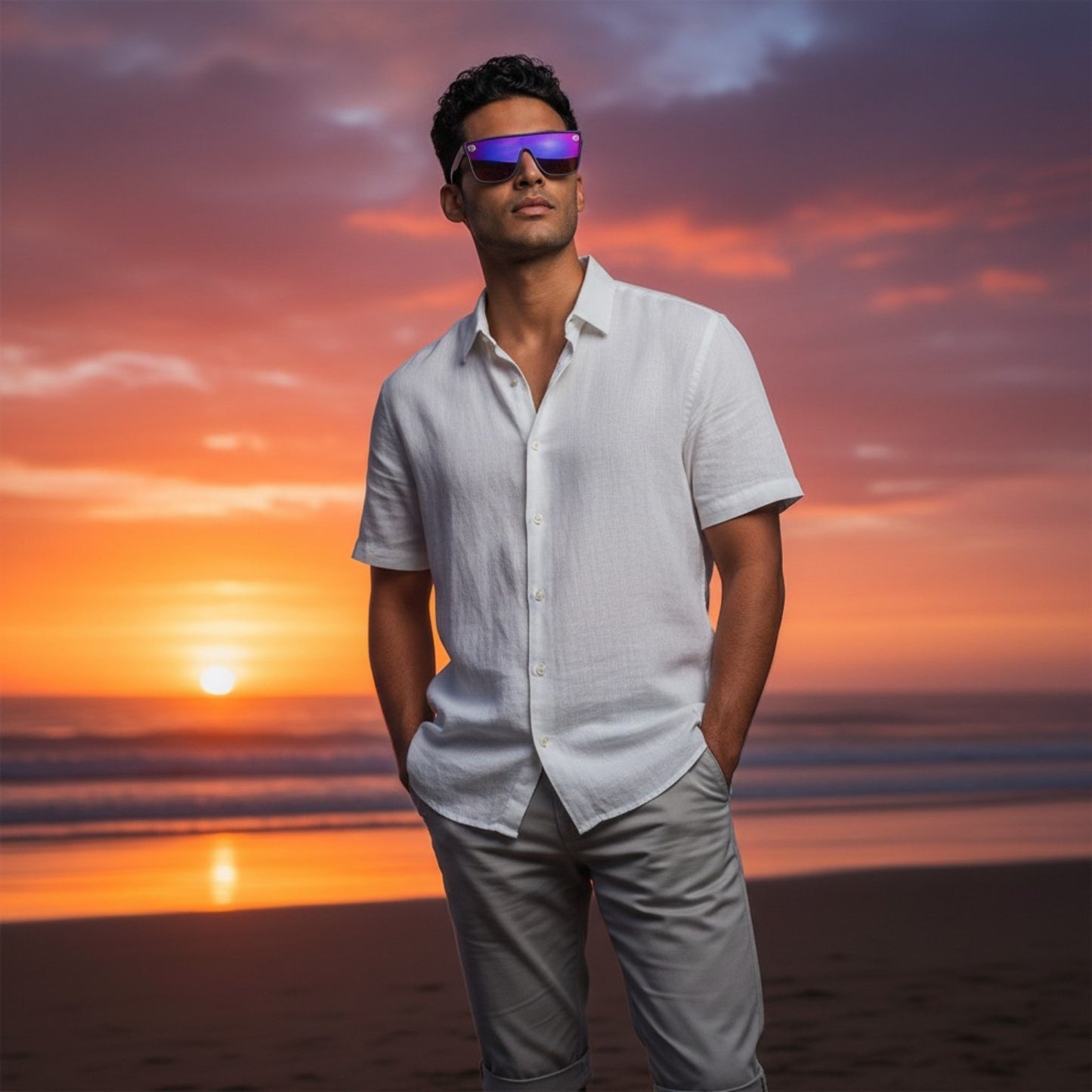 Biohazard Oversized flat top sunglasses with shield one piece lens UV400