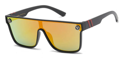 Biohazard Oversized flat top sunglasses with shield one piece lens UV400