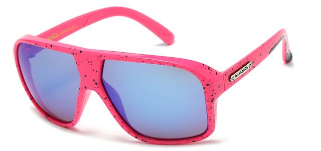 Vibrant colour Oversized Biohazard Pilot Sunglasses Pink Blue Mirror Lens