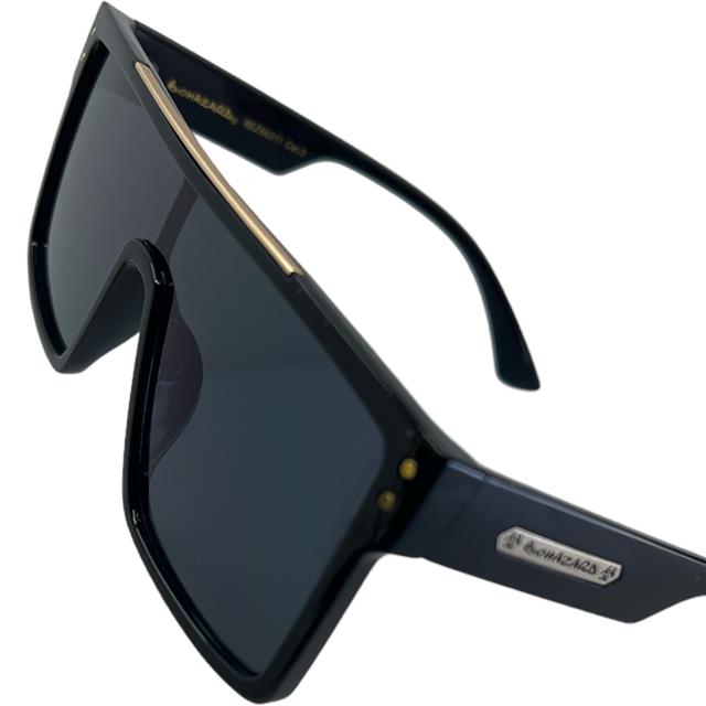 Oversized black shield sunglasses Biohazard flat top one piece lens UV400 Biohazard 8BZ66311-biohazard-shield-flat-top-sunglasses-with-accented-brow-bar-_6