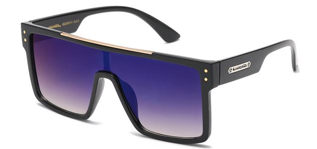 Oversized black shield sunglasses Biohazard flat top one piece lens UV400 Biohazard 8BZ66311-biohazard-shield-flat-top-sunglasses-with-accented-brow-bar-_8