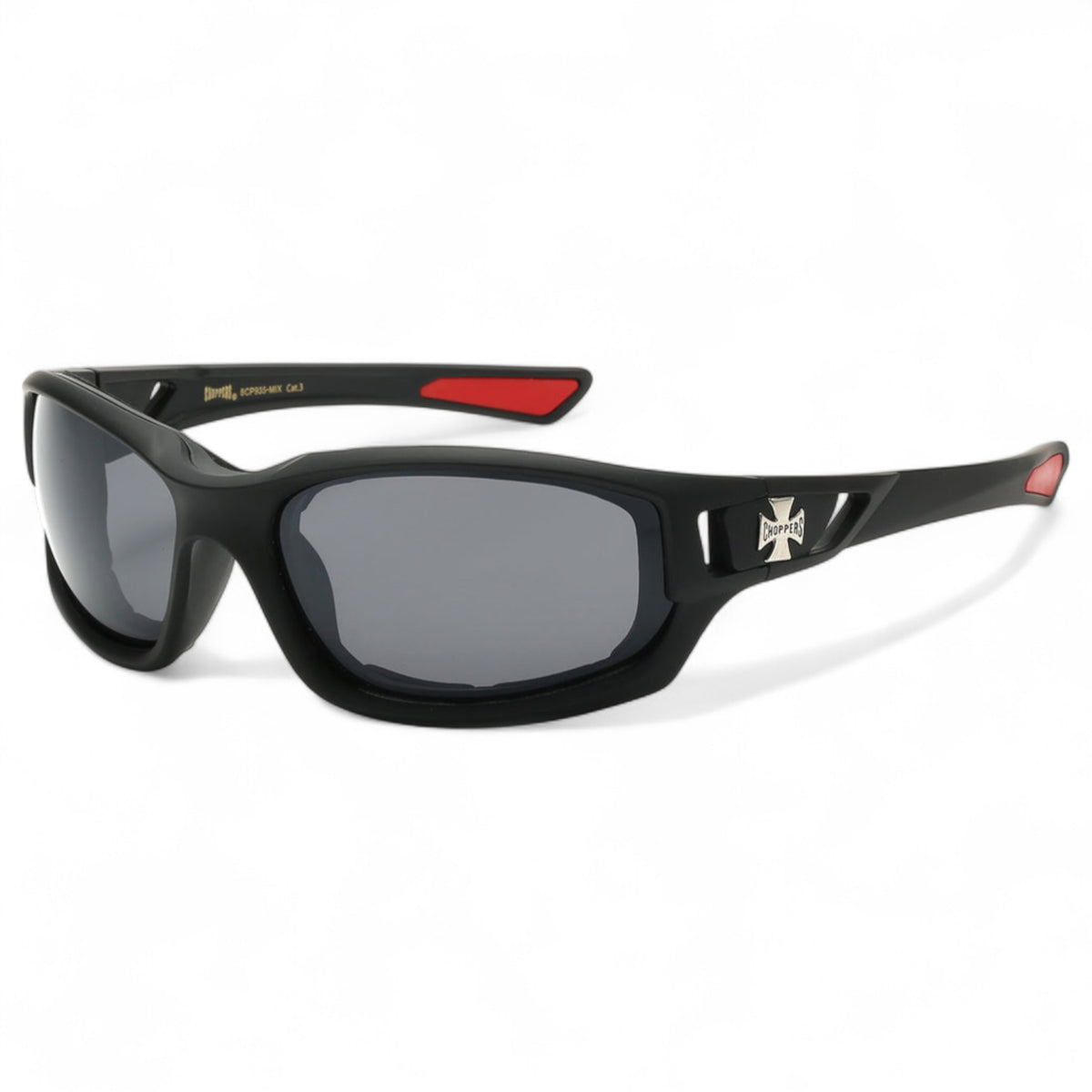 Choppers Motorcycle Padded Sunglasses Rider Goggles Choppers 8CP935-MIX-Choppers-motor-cycle-goggles_1 Black Red Smoke Lens {{ color }}