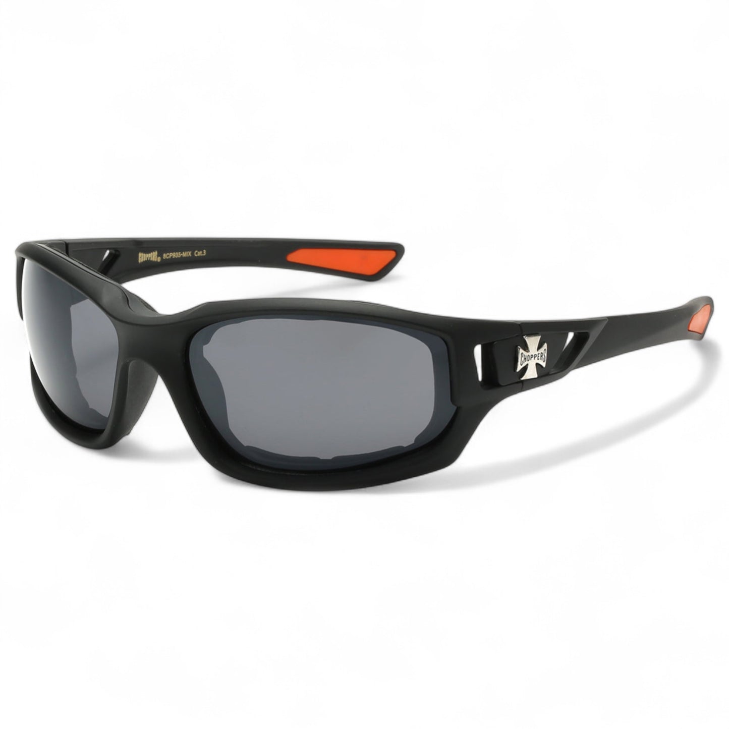 Choppers Motorcycle Padded Sunglasses Rider Goggles Choppers 8CP935-MIX-Choppers-motor-cycle-goggles_2 Black Orange Smoke Lens {{ color }}