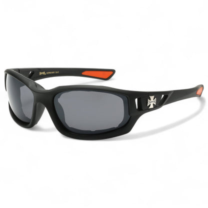 Choppers Motorcycle Padded Sunglasses Rider Goggles Choppers 8CP935-MIX-Choppers-motor-cycle-goggles_2 Black Orange Smoke Lens {{ color }}