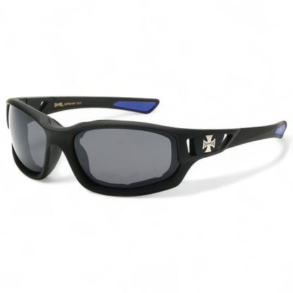 Choppers Motorcycle Padded Sunglasses Rider Goggles Choppers 8CP935-MIX-Choppers-motor-cycle-goggles_3 Black Blue Smoke Lens {{ color }}