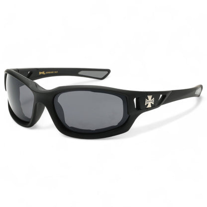 Choppers Motorcycle Padded Sunglasses Rider Goggles Choppers 8CP935-MIX-Choppers-motor-cycle-goggles_5 Black Grey Smoke Lens {{ color }}