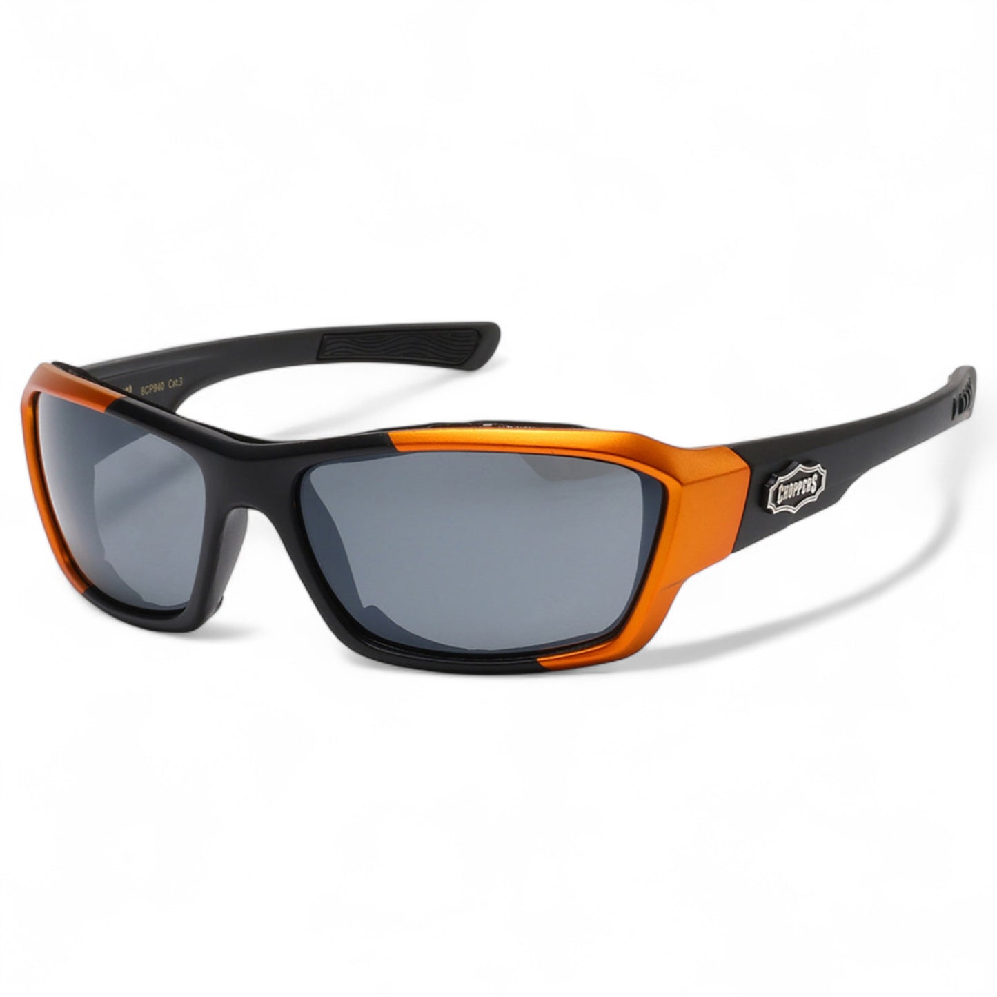 Choppers Motorcycle Padded Goggles Sunglasses Choppers 8CP940_Chopper-motor-cycle-goggles-with-foam-padding_2 Black Orange Smoke Lens {{ color }}