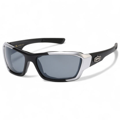 Choppers Motorcycle Padded Goggles Sunglasses Choppers 8CP940_Chopper-motor-cycle-goggles-with-foam-padding_7 Black Silver Smoke Lens {{ color }}