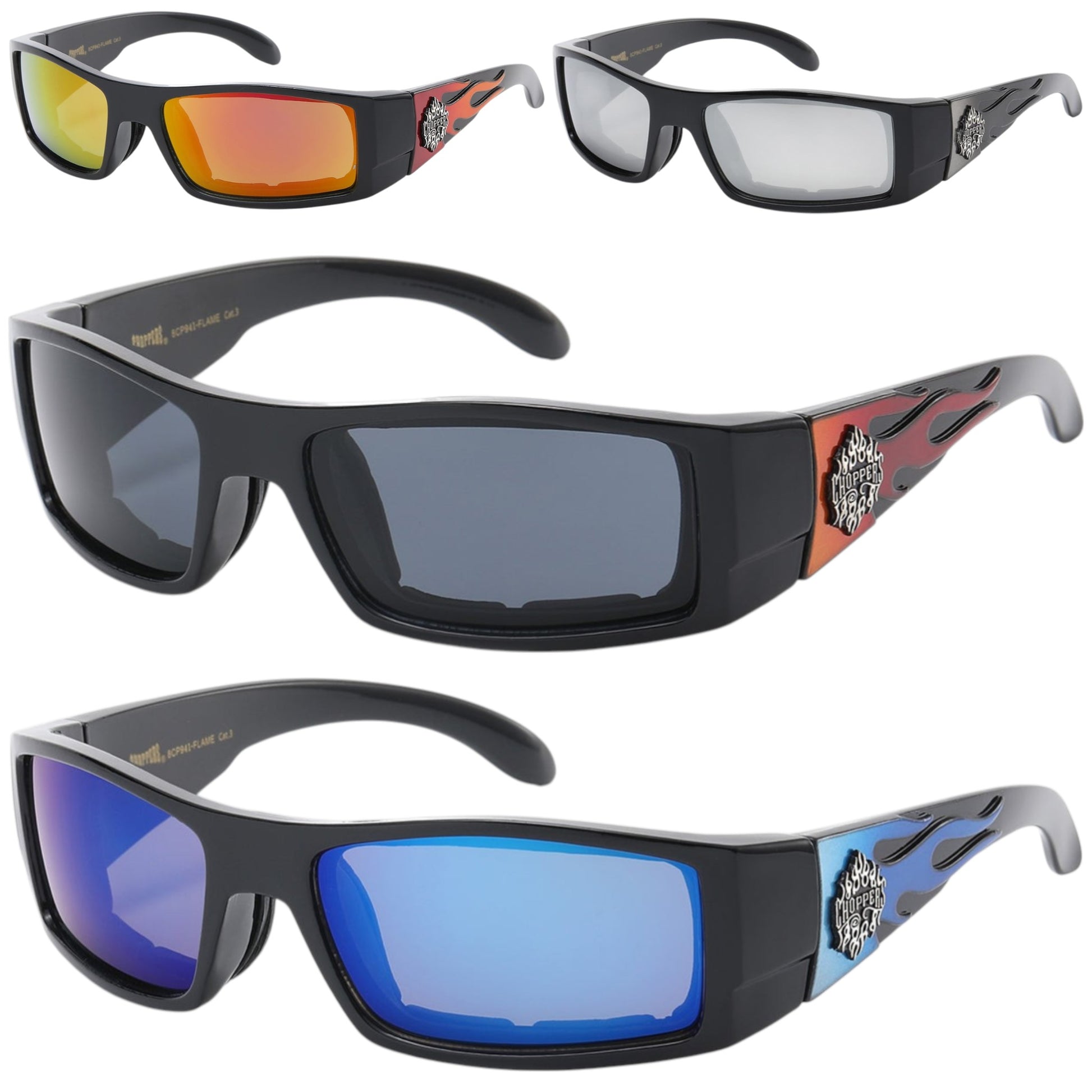 Choppers Motorcycle Padded Sunglasses Sports Goggles for Driving Choppers 8CP941-FLAME_0 {{ color }}