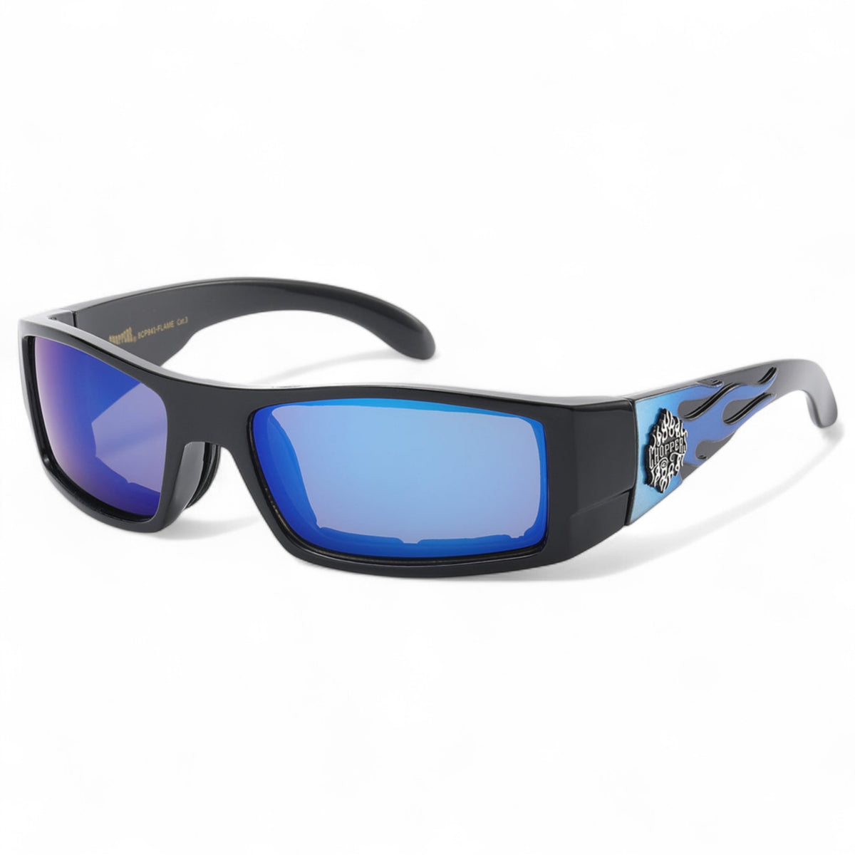 Choppers Motorcycle Padded Sunglasses Sports Goggles for Driving Choppers 8CP941-FLAME_1-Photoroom Black Blue Blue Mirror Lens {{ color }}