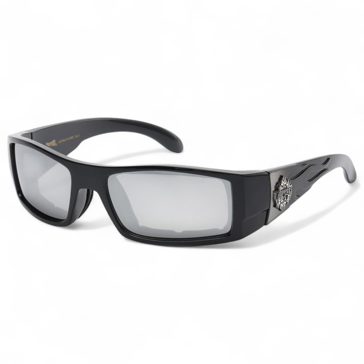 Choppers Motorcycle Padded Sunglasses Sports Goggles for Driving Choppers 8CP941-FLAME_3-Photoroom Black Silver Silver Mirror Lens {{ color }}