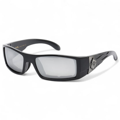 Choppers Motorcycle Padded Sunglasses Sports Goggles for Driving Choppers 8CP941-FLAME_3-Photoroom Black Silver Silver Mirror Lens {{ color }}