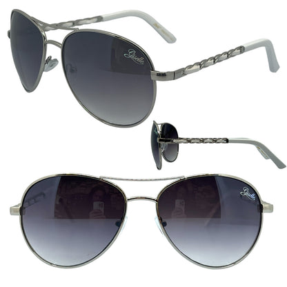 Designer Giselle Women's Pilot Sunglasses with Chain temples