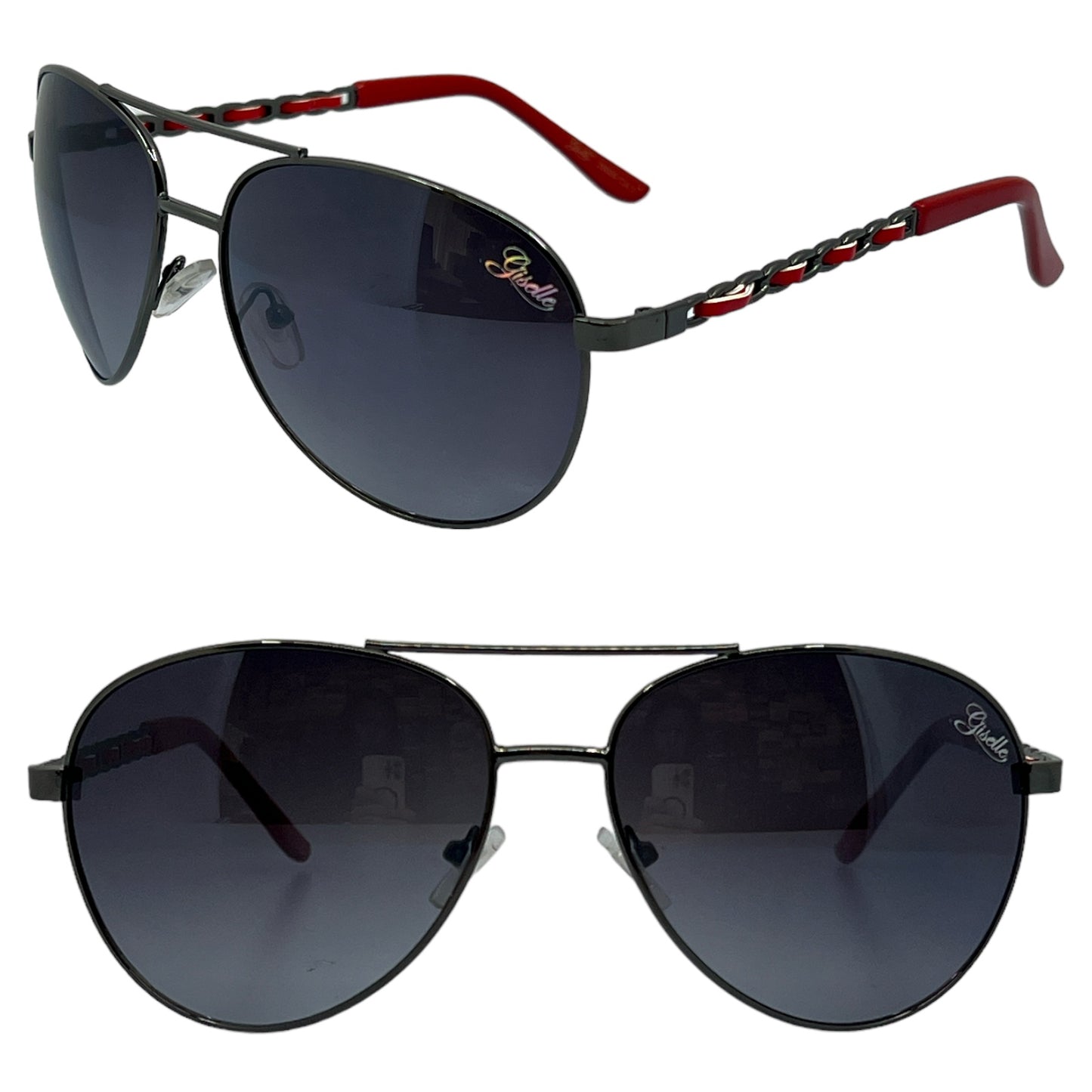 Designer Giselle Women's Pilot Sunglasses with Chain temples