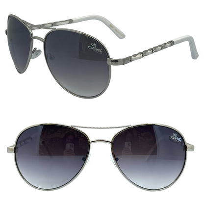 Designer Giselle Women's Pilot Sunglasses with Chain temples