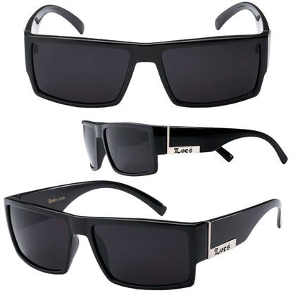 Designer Small Locs Black Flat Top Wrap Around Sunglasses for Men Gloss Black Smoke Lens Locs Hardcore Shades 8LOC91026-BK-Locs-hardcore-shades-gloss-black-wrap-around-wayfarer0-sunglasses_1