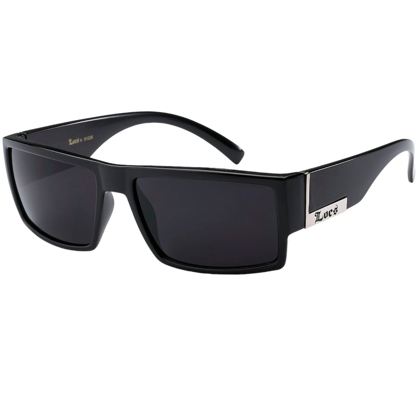 Designer Small Locs Black Flat Top Wrap Around Sunglasses for Men Locs Hardcore Shades 8LOC91026-BK-Locs-hardcore-shades-gloss-black-wrap-around-wayfarer0-sunglasses_2