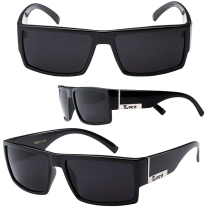 Designer Small Locs Black Flat Top Wrap Around Sunglasses for Men Matt Black Smoke Lens Locs Hardcore Shades 8LOC91026-MB-locs-hardcore-shades-matt-black-wrap-around-wayfarer-sunglases_1