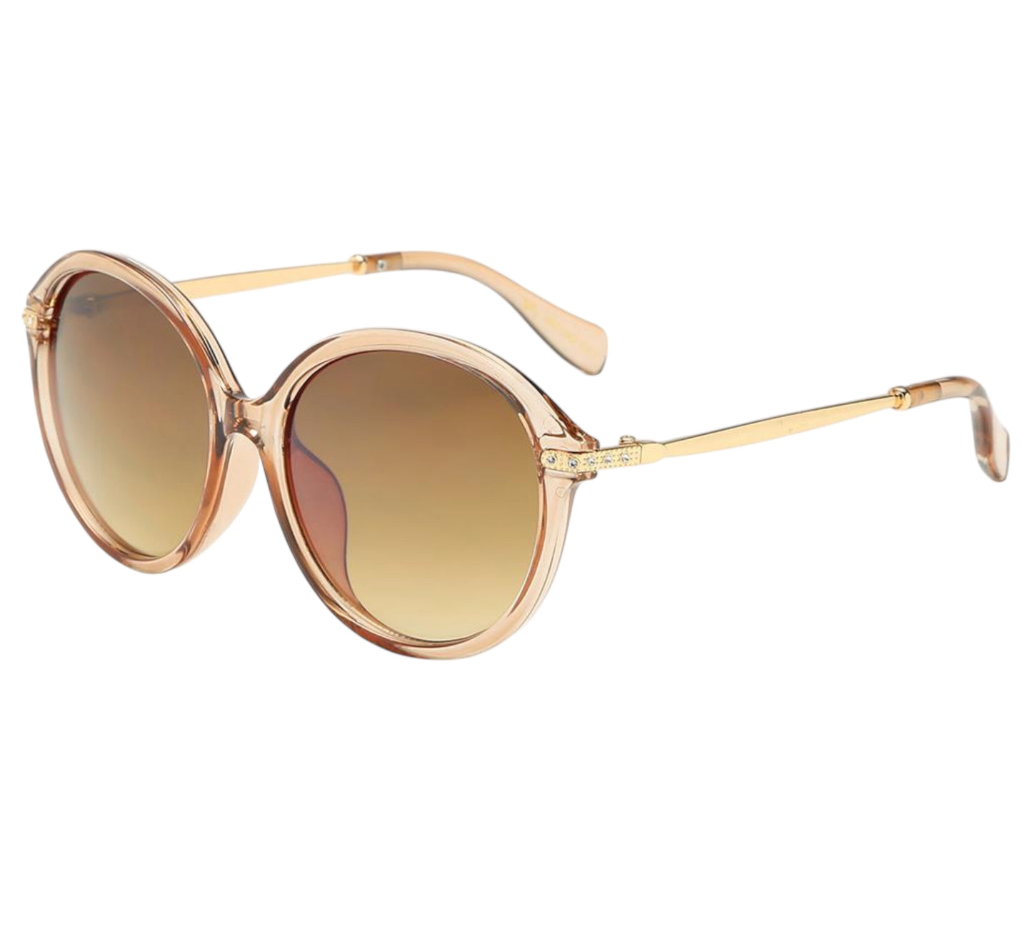 VG Round Rhinestone Sunglasses VG 8RS199-2-Round-Rhinestone-womens-sunglasses_4 Beige Gold Brown Gradient Lens