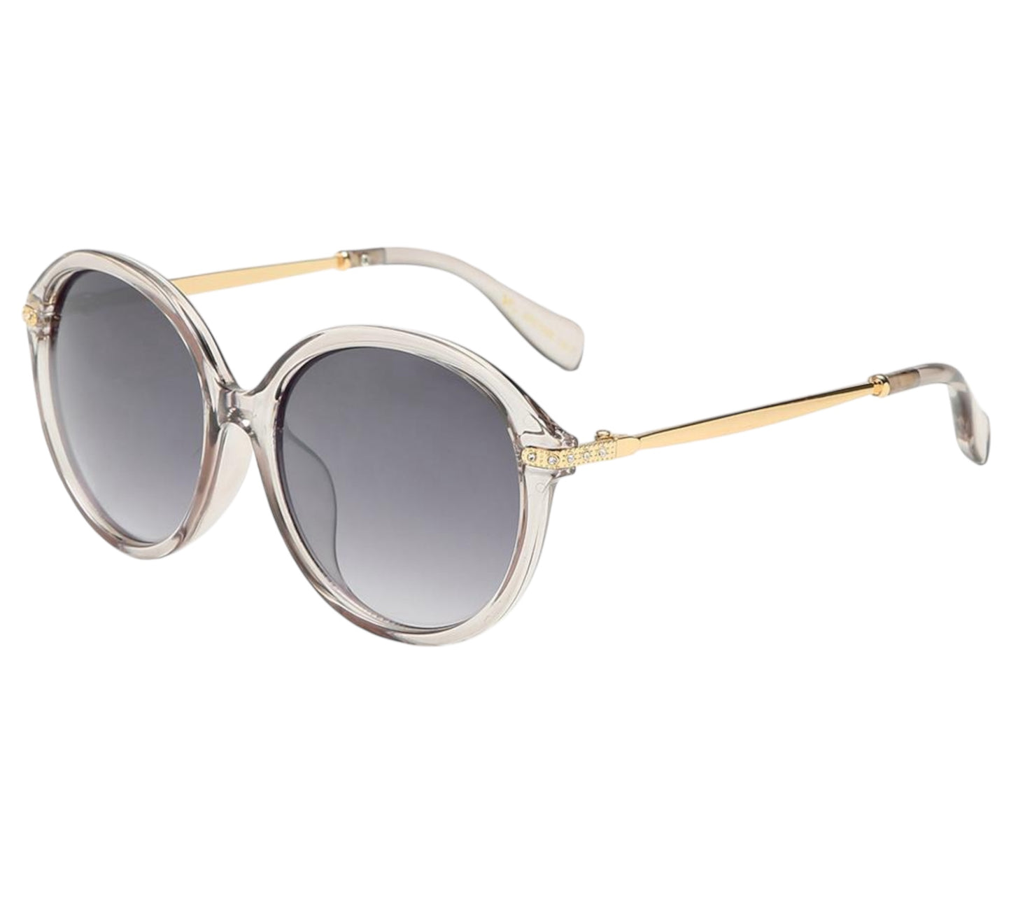 VG Round Rhinestone Sunglasses VG 8RS199-2-Round-Rhinestone-womens-sunglasses_6 Clear Gold Smoke Gradient Lens