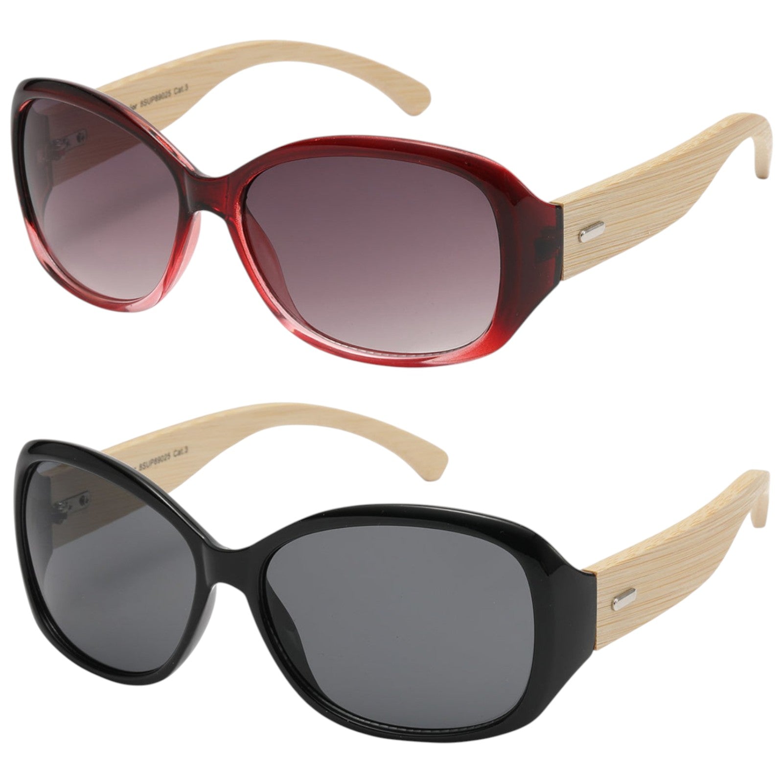 Women's Wrap Sunglasses Wooden Bamboo temple Superior 8SUP89025-womens-wrap-around-shades-with-bamboo-arms_0 {{ color }}