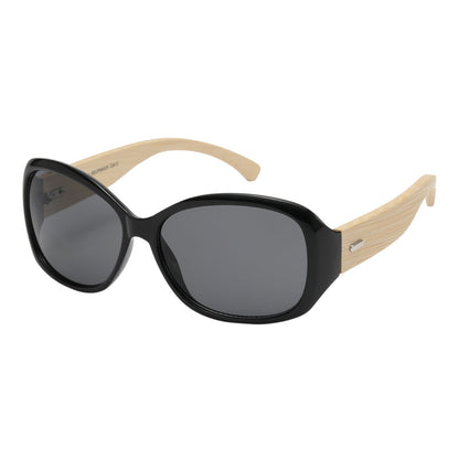 Women's Wrap Sunglasses Wooden Bamboo temple Superior 8SUP89025-womens-wrap-around-shades-with-bamboo-arms_1 Black Wooden Arm Black Lens {{ color }}