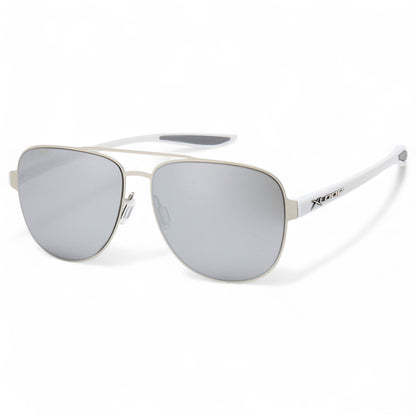 Men's oversize mirror pilot sports X-loop Sunglasses X-Loop 8XL1466_X-LOOP-SPORTS-AVIATOR-SUNGLASSES_3 Silver White Silver Mirror Lens {{ color }}