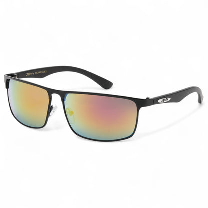 X-loop Sport Wrap around Mirrored Sunglasses X-Loop 8XL1469_X-LOOP-SPORTS-WRAP-AROUND-SUNGLASSES_5 Black Black Orange Mirror Lens {{ color }}