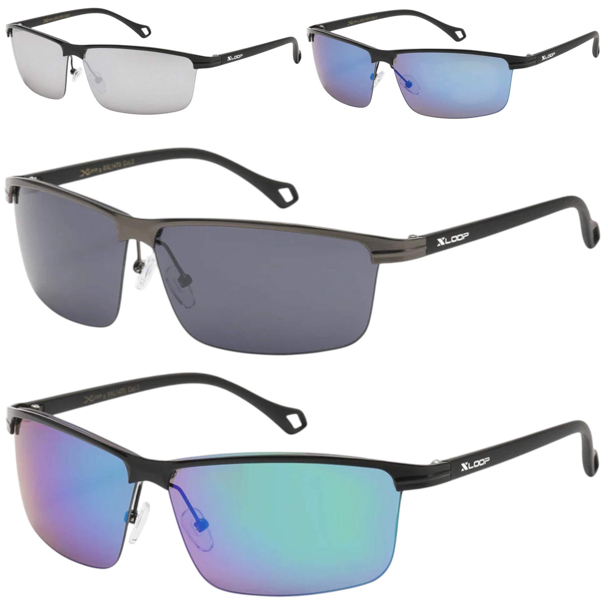 X-loop Men's Wrap around sports Mirrored Sunglasses X-Loop 8XL1470_X-LOOP-SPORTS-SUNGLASSES-WRAP-AROUND_0 {{ color }}
