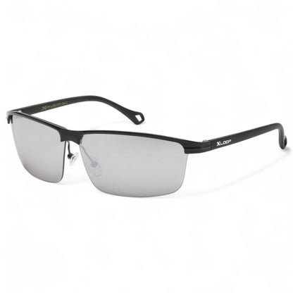 X-loop Men's Wrap around sports Mirrored Sunglasses X-Loop 8XL1470_X-LOOP-SPORTS-SUNGLASSES-WRAP-AROUND_4 Black Silver Mirror Lens {{ color }}