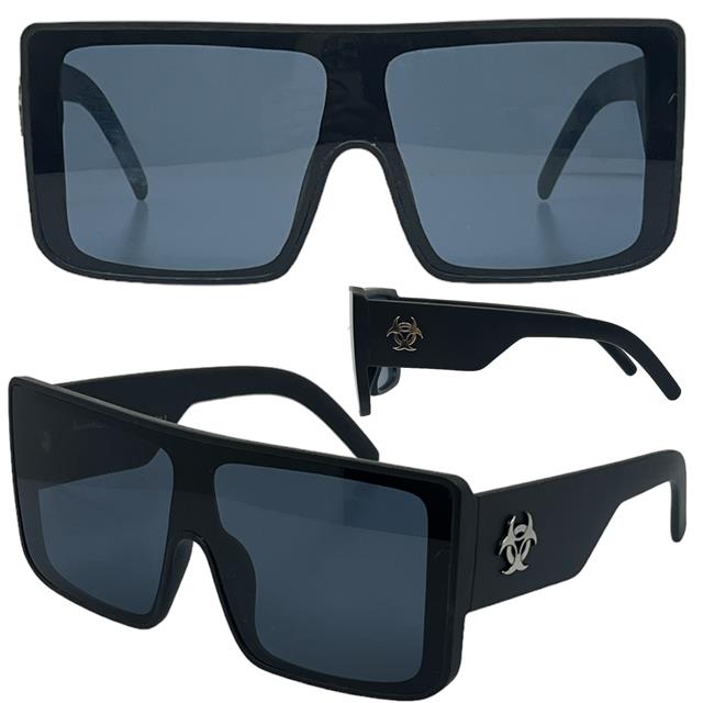 Biohazard Oversized Shield sunglasses large mirror lens Matt Black Smoke lens Biohazard 8bz66300-oversized-large-shield-sunglasses-with-one-piece-lens-_3_6012acd2-03ba-4c40-a700-7999a0df0dd9