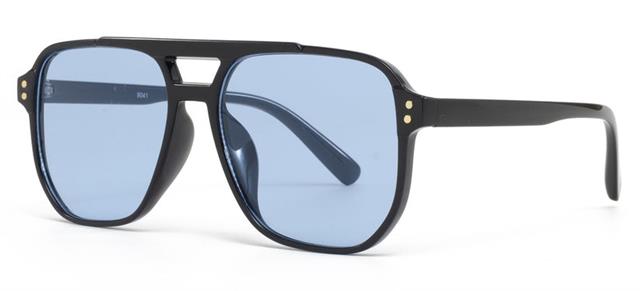 Mens Designer Flat top Pilot Sunglasses Luxury Small Retro Shades with Brow bar Gloss Black/Blue Tint Lens Unbranded 9041c_b5ba4934-cac7-417a-b35d-37a75ed6ece8