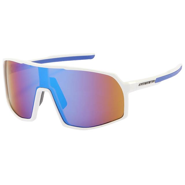 Arctic Blue Anti Glare Blue Mirrored Sports Sunglasses oversize UV400 White Purple Blue Mirror lens