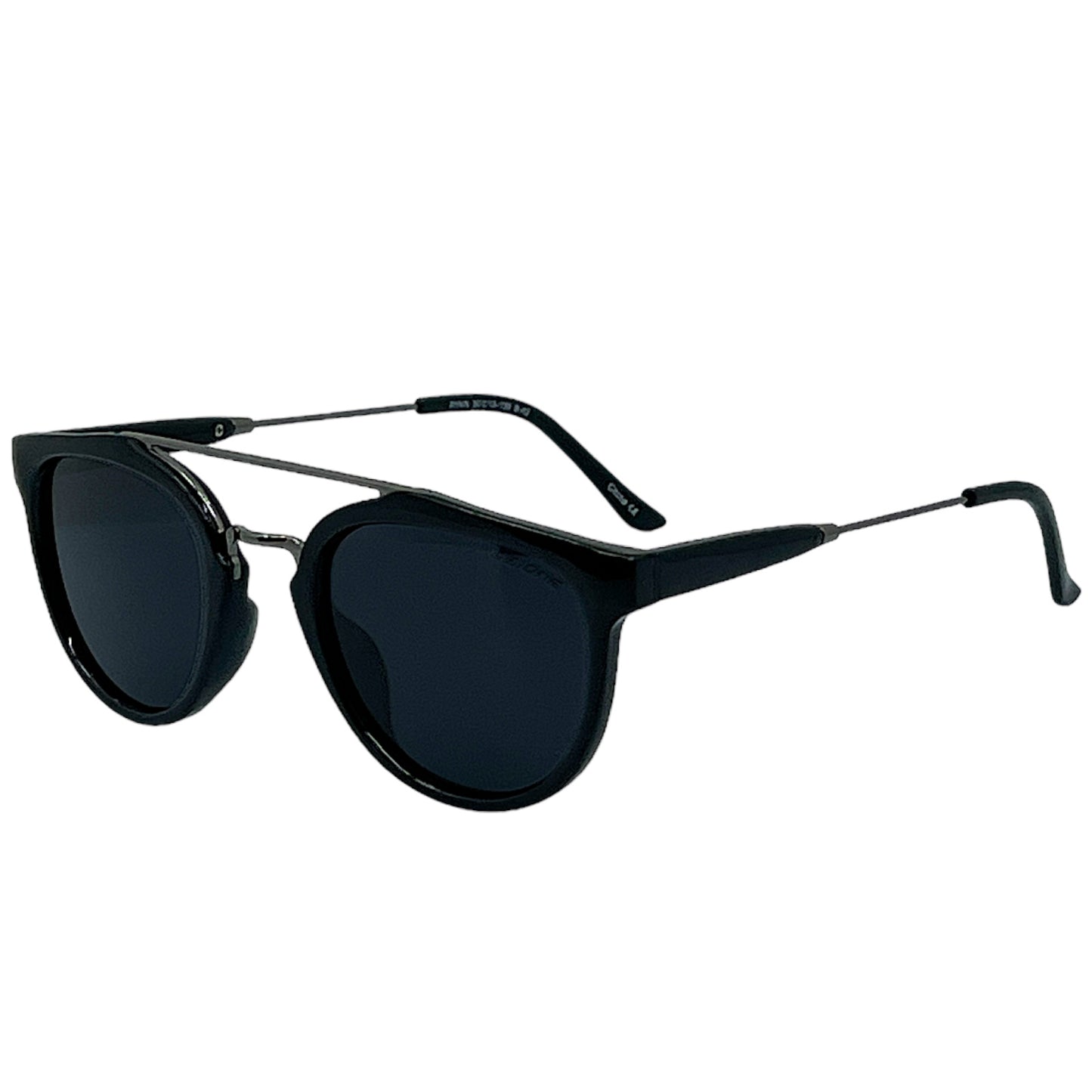 Black Polarized Round Mirror Sunglasses Unisex Gloss Black Gunmetal Smoke Lens BeOne B1PL-Ryan-Round-polarized-sunglasses_1